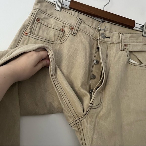 Levis 501 XX Straight Leg Beige Button Fly Rigid Y2K Jeans 36 X 34 (34 X 31) - Picture 4 of 11